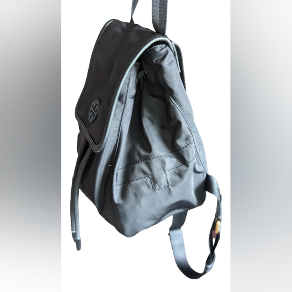 EUC Tory Burch Scout Mini Nylon Backpack in black flap magnetic clasp closure - Picture 5 of 16